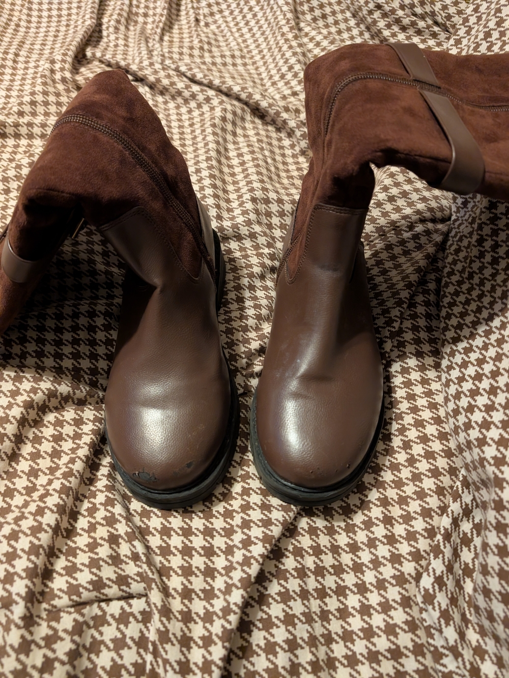 Girls Brown Leather & Suede Boots